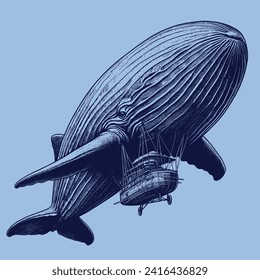 zeppelin airship whales vector illustration