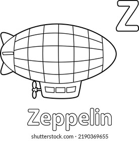 Zeppelin Alphabet ABC Coloring Page Z