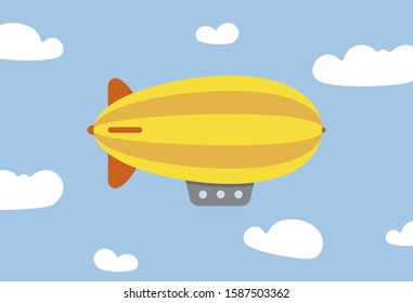 Zeppelin in cartoon style. Vector illustration for kids
