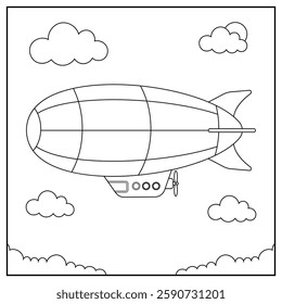 Zeppelin Coloring Page Vehicle Illustration