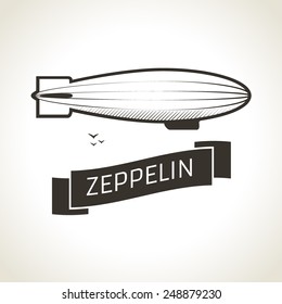 Zeppelin flying in the sky vector illustration