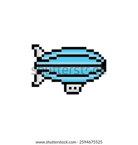 zeppelin icon 8 bit, pixel art airship  8 bit icon for game  logo. 