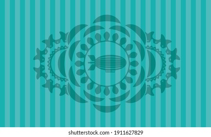 zeppelin icon inside Turquoise color emblem. Bars handsome background. Artistic illustration. 