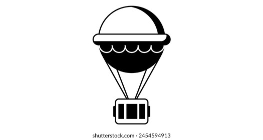 Zeppelin Icon Isolated On White Background, Outline Style Airship Vector illustration.