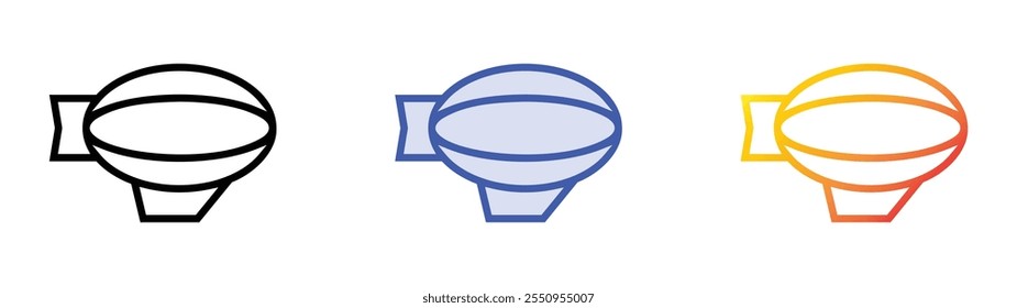 ícone do zeppelin. Design de estilo linear, preenchimento azul e gradiente isolado em plano de fundo branco
