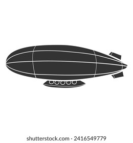 Zeppelin Icon Silhouette Illustration. Transportation Vector Graphic Pictogram Symbol Clip Art. Doodle Sketch Black Sign.