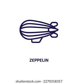 zeppelin icon from transportation collection. Thin linear zeppelin, balloon, airship outline icon isolated on white background. Line vector zeppelin sign, symbol for web and mobile