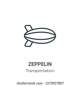 Zeppelin outline vector icon. Thin line black zeppelin icon, flat vector simple element illustration from editable transportation concept isolated on white background
