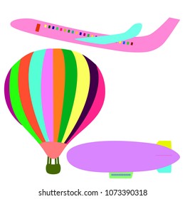 zeppelin plain baloon flying means  of transport