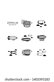Zeppelin - vector icons set on white background. Symbol for web, infographics, print design and mobile UX/UI kit. Vector illustration, EPS10.