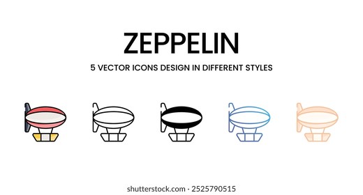 Conjunto de iconos vectoriales de zepelín ilustración de stock