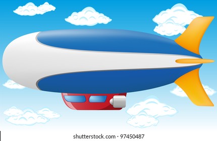 zeppelin vector illustration on blue sky