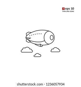 Zeppelin - vector thin line icon on white background. Symbol for web, infographics, print design and mobile UX/UI kit. Vector illustration, EPS10.