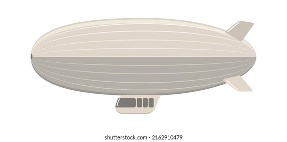 Zeppelin vintage. Airship in gray color isolated on white background.