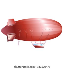 Zeppelin-style cute red airship, great for clipart or icon creation