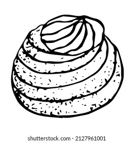 Zeppole Italian dessert vector illustration, hand drawing sketch