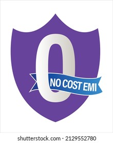 Zer Percent, No Cost Emi Vector Icon With Shield, Finance Abstract.