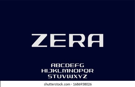 zera, futuristic font, modern and strong, sporty alphabet vector