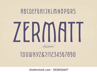 Zermatt; Alfabeto de moda de lujo minimalista y elegante con un guiño al estilo Art Nouveau.