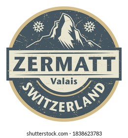 Zermatt is a municipality in the district of Visp in the German-speaking section of the canton of Valais in Switzerland, vector illustration