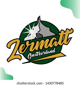 Zermatt, Switzerland Travel Background. Vector Eps10
