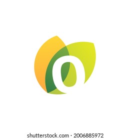 zero 0 number leaf overlapping color logo vector icon illustration