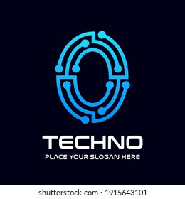 Zero or 0 number technology vector logo template. This design use digital symbol. 