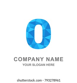 Zero 0 Polygonal Style Logo Vector Illustration