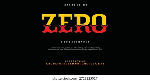 Zero Abstract minimal modern alphabet fonts. Typography technology vector illustration