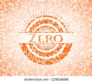 Zero abstract orange mosaic emblem with background