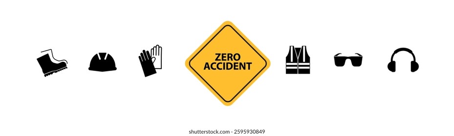 zero accident sign on white background
