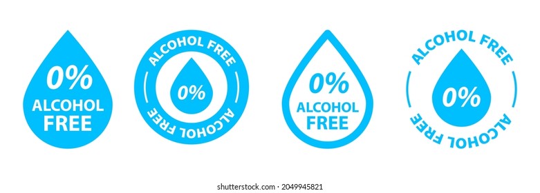 Zero alcohol flat icon. Zero percent alcohol label. Skin and body care, cosmetic product or medical non alcoholic symbol. Alcohol free emblem