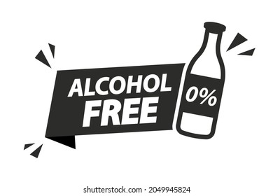 Zero alcohol flat icon. Zero percent alcohol label. Skin and body care, cosmetic product or medical non alcoholic symbol. Alcohol free emblem