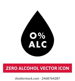 Zero Alcohol - vector icon for drink bottle label.