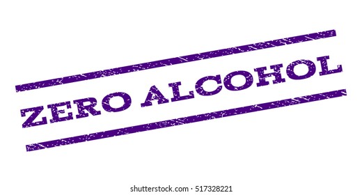 Zero Alcohol watermark stamp. Text caption between parallel lines with grunge design style. Rubber seal stamp with scratched texture. Vector indigo blue color ink imprint on a white background.