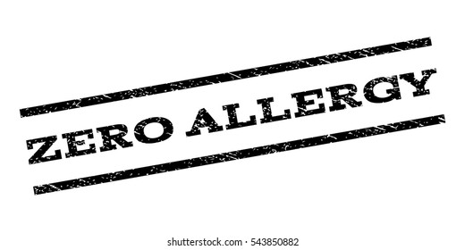 Zero Allergy watermark stamp. Text caption between parallel lines with grunge design style. Rubber seal stamp with scratched texture. Vector black color ink imprint on a white background.