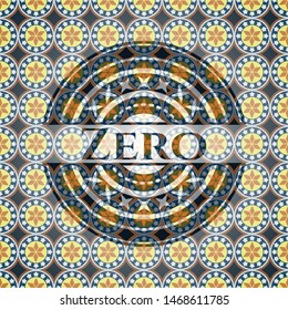 Zero arabic badge. Arabesque decoration.