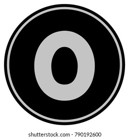 Zero black coin icon. Vector style is a flat coin symbol using black and light gray colors.