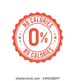 Zero calorie low sugar icon. Zero percent calorie stamp diet symbol.