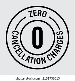 'zero cancellation charges' vector stamp, black in color, line art