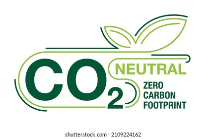 Zero carbon footprint - CO2 neutral badge. Emissions free no air atmosphere pollution industrial production eco-friendly isolated sign in creative decoration