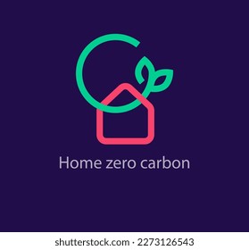 Zero carbon house logo. Unique color transitions. Clean energy and eco friendly logo template. vector