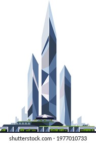 Zero carbon office new Building. Future trends illustration vector isolated
