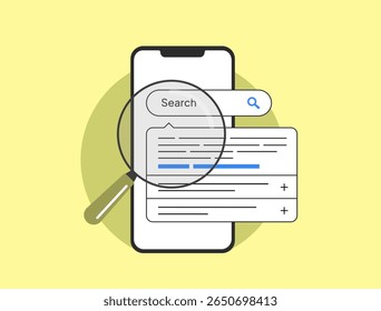 Os resultados de clique zero orientados por formatos de resposta instantânea e colocação de snippet em destaque melhoram a visibilidade da pesquisa. Resultados de clique zero remodelar estratégias de otimização SERP para marketers ilustração vetorial