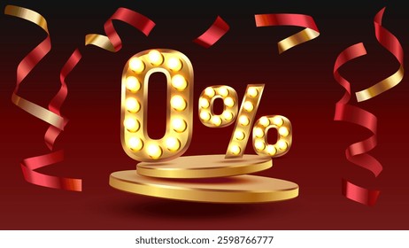 Zero commission, Limited offer, zero percent. Sign board promotion. Vector illustration