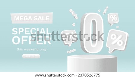 Zero commission, Limited offer, zero percent. Sign board promotion. Vector illustration