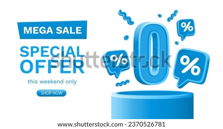 Zero commission, Limited offer, zero percent. Sign board promotion. Vector illustration