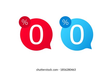 Zero commission. Limited offer. Special offer badge. Zero percent commission wide banner - 0 and percent symbols. Red, blue promo poster. Vector illustration.