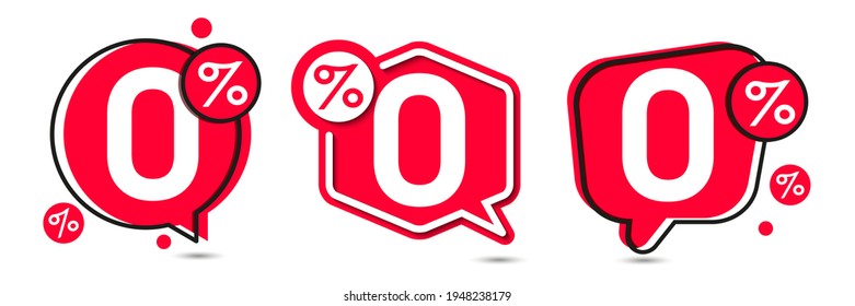 Zero commission percent banner - 0 and percent symbols. Special offer icon. Zero commission. Limited offer. Red promo poster. Vector illustration.
