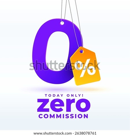 zero commission or service fees off tag template design vector